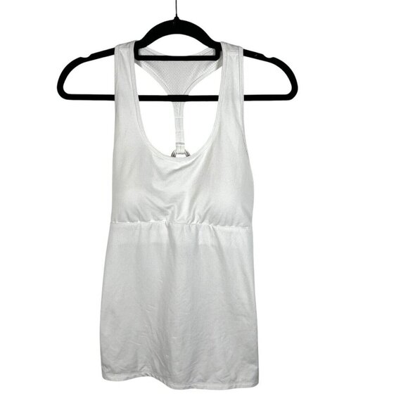 Zyia Active White Built in Bra Scoop Neck Racerback Tank Top Women Sz M Athletic - Picture 1 of 8